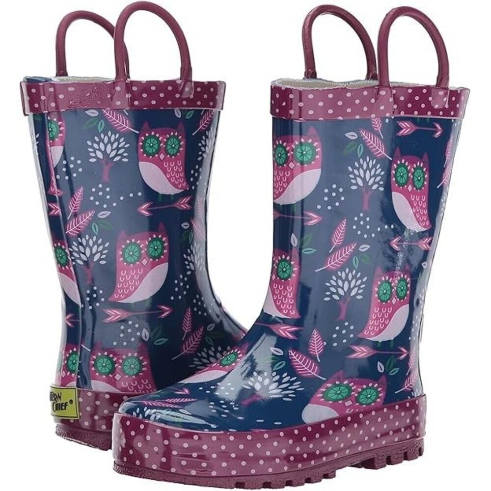 Western Chief Owl Dream 2410208P Kids US 12 Navy Mid Calf Rain Boots JOBB2138